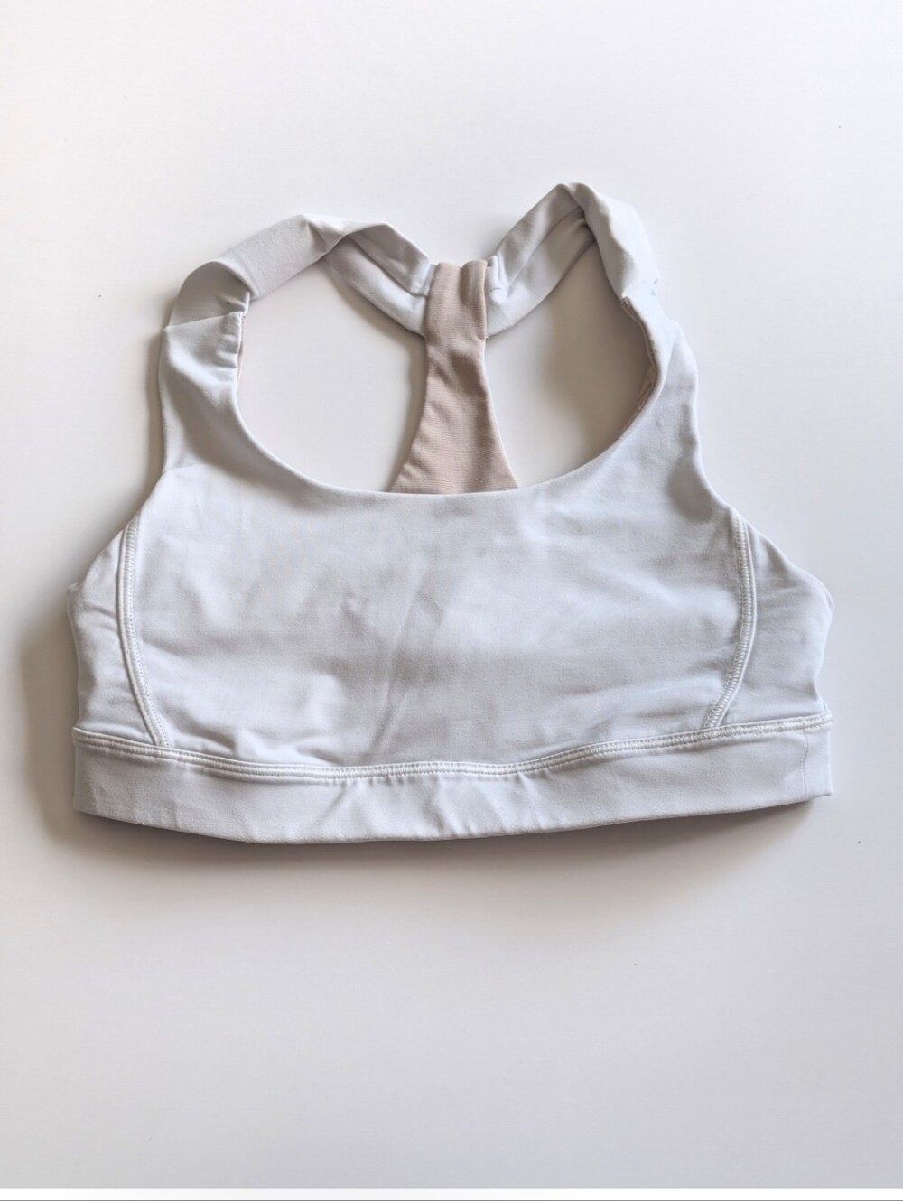 LULULEMON White Racerback Sports Bra Keyhole Back Workout Top